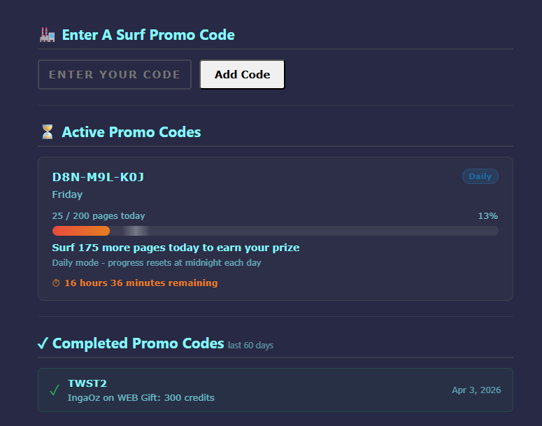 Member Promo Code Page